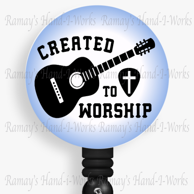 Christian "Created To Worship" Retractable Badge Reel