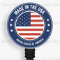 Patriotic US Flag, Made In The USA Retractable Badge Reel