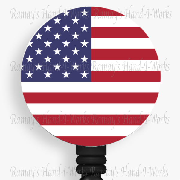 Patriotic USA Flag Retractable Badge Reel