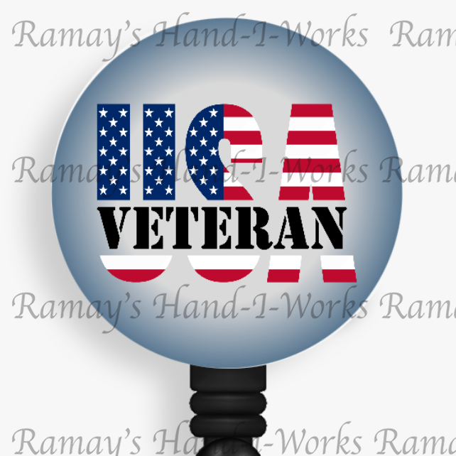 Patriotic, #3 Military USA Veterans Retractable Badge Reel