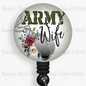 Patriotic, Military, Army Wife Retractable Badge Reel