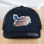 American Flag Custom Trucker Hat, w/ a Engraved Acrylic Flying Eagle USA Flag Patch, One Size Fit Most, USA Dad Gifts, Adjustable Mesh Snapback Closure