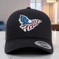 American Flag Custom Trucker Hat, w/ a Engraved Acrylic Eagle USA Flag Patch, One Size Fit Most, USA Dad Gifts, Adjustable Mesh Snapback Closure