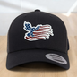 American Flag Custom Trucker Hat, w/ a Engraved Acrylic Flying Eagle USA Flag Patch, One Size Fit Most, USA Dad Gifts, Adjustable Mesh Snapback Closure