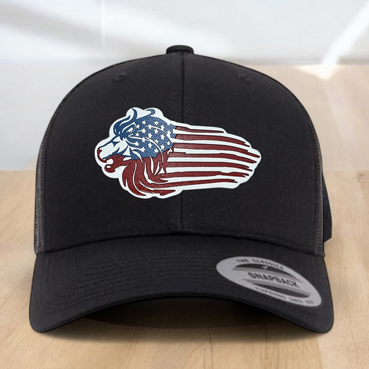 "This Is My Pride Flag" Custom Trucker Hat, w/ an Engraved Acrylic USA Flag Patch, One SizeFit Most, USA Dad Gifts, Adjustable Mesh Snapback Closure