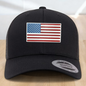 American Flag Custom Trucker Hat, Engraved Acrylic Red White & Blue Flag Patch, USA Flag Patch, One Size Fit Most, USA Dad Gifts, Adjustable Mesh Snapback Closure