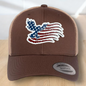 American Flag Custom Trucker Hat, w/ a Engraved Acrylic Flying Eagle USA Flag Patch, One Size Fit Most, USA Dad Gifts, Adjustable Mesh Snapback Closure