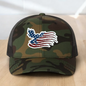 American Flag Custom Trucker Hat, w/ a Engraved Acrylic Flying Eagle USA Flag Patch, One Size Fit Most, USA Dad Gifts, Adjustable Mesh Snapback Closure