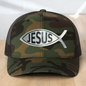 Custom Trucker Hat, with a Jesus Fish Engraved Patch, One Size Fit Most, USA Dad Gifts, Adjustable Mesh Snapback Closure