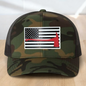 Custom Trucker Hat, Fire Fighter Red Line Axe Hat,  Engraved Acrylic Patch, Support the Fire Fighter, Adjustable Snapback Closure