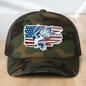American Flag Custom Trucker Hat, w/ a Engraved Acrylic Bass Fish Patch, One Size Fit Most, USA Dad Gifts, Adjustable Mesh Snapback Closure