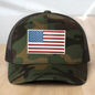 American Flag Custom Trucker Hat, Engraved Acrylic Red White & Blue Flag Patch, USA Flag Patch, One Size Fit Most, USA Dad Gifts, Adjustable Mesh Snapback Closure