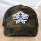 American Flag Custom Trucker Hat, w/ a Engraved Acrylic Top Dad Patch, One Size Fit Most, USA Dad Gifts, Adjustable Mesh Snapback Closure