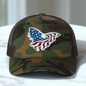 American Flag Custom Trucker Hat, w/ a Engraved Acrylic Eagle USA Flag Patch, One Size Fit Most, USA Dad Gifts, Adjustable Mesh Snapback Closure