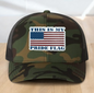 "This Is My Pride Flag" Custom Trucker Hat, w/ an Engraved Acrylic USA Flag Patch, One SizeFit Most, USA Dad Gifts, Adjustable Mesh Snapback Closure