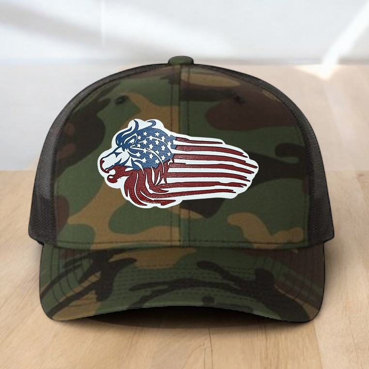 "This Is My Pride Flag" Custom Trucker Hat, w/ an Engraved Acrylic USA Flag Patch, One SizeFit Most, USA Dad Gifts, Adjustable Mesh Snapback Closure