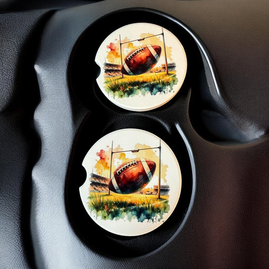 Ceramic Car Coasters Set of 2 | Football Car Accessories | Absorbent Cup Holder Coasters | Sports Inspired Gift | Football Sports Decor __etsy:8087081219
