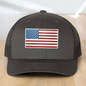 American Flag Custom Trucker Hat, Engraved Acrylic Red White & Blue Flag Patch, USA Flag Patch, One Size Fit Most, USA Dad Gifts, Adjustable Mesh Snapback Closure