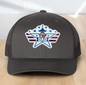 American Flag Custom Trucker Hat, w/ a Engraved Acrylic Top Dad Patch, One Size Fit Most, USA Dad Gifts, Adjustable Mesh Snapback Closure