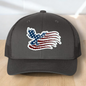 American Flag Custom Trucker Hat, w/ a Engraved Acrylic Flying Eagle USA Flag Patch, One Size Fit Most, USA Dad Gifts, Adjustable Mesh Snapback Closure