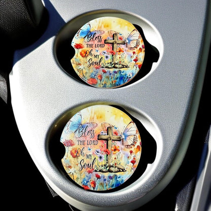 Christian Ceramic Car Coasters – Bless The Lord Oh My Soul __etsy:8194062081