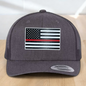 Custom Trucker Hat, Fire Fighter Red Line Hat, Engraved Patch, Support the Fire Fighter, Adjustable Snapback Closure