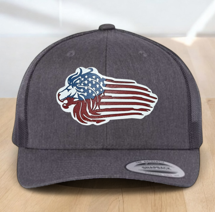 "This Is My Pride Flag" Custom Trucker Hat, w/ an Engraved Acrylic USA Flag Patch, One SizeFit Most, USA Dad Gifts, Adjustable Mesh Snapback Closure