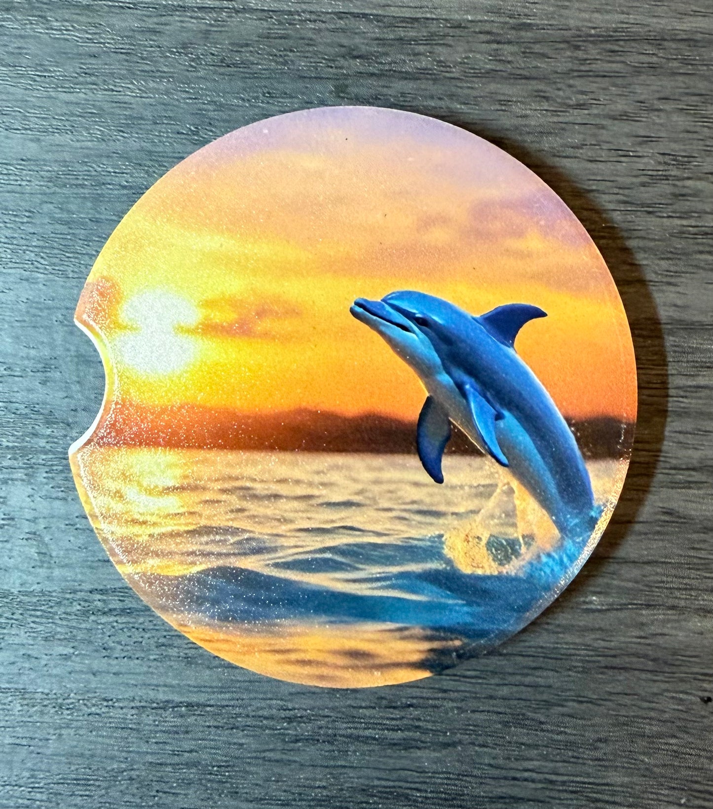 Dolphins Custom Ceramic Car Coasters (Set of 2)