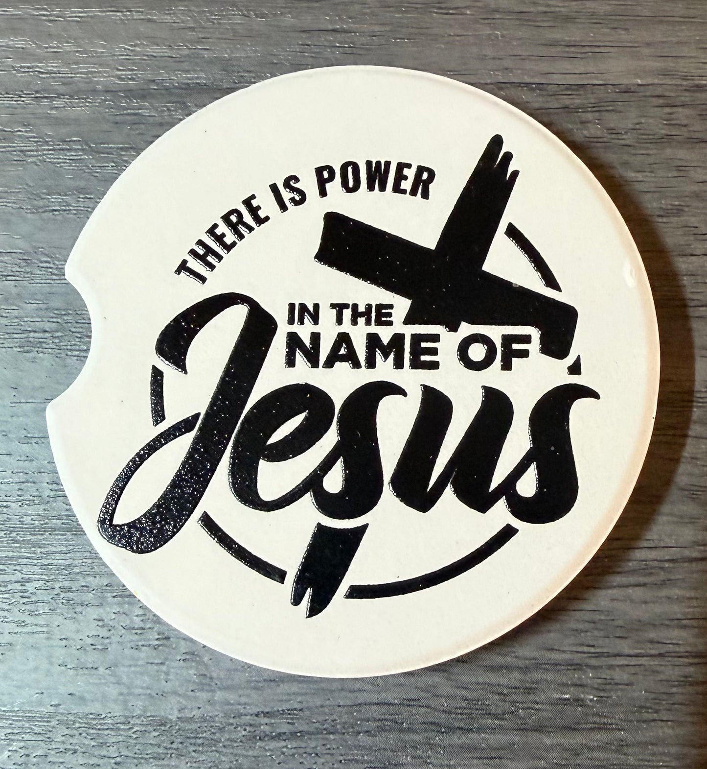 "In The Name Of Jesus" Custom Ceramic Car Coasters (Set of 2)