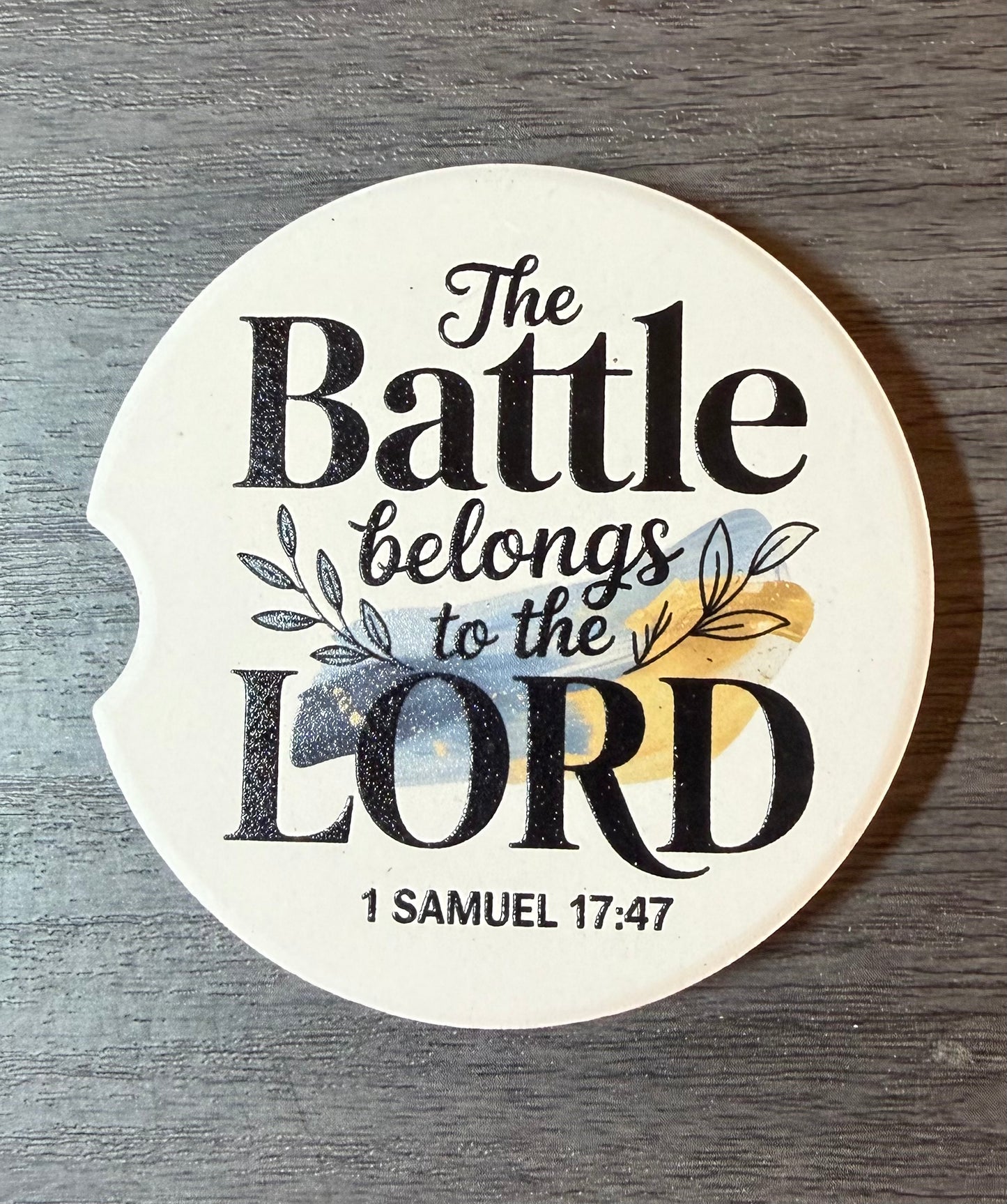 The Battle Belongs to the Lord-Custom Ceramic Car Coasters (Set of 2)