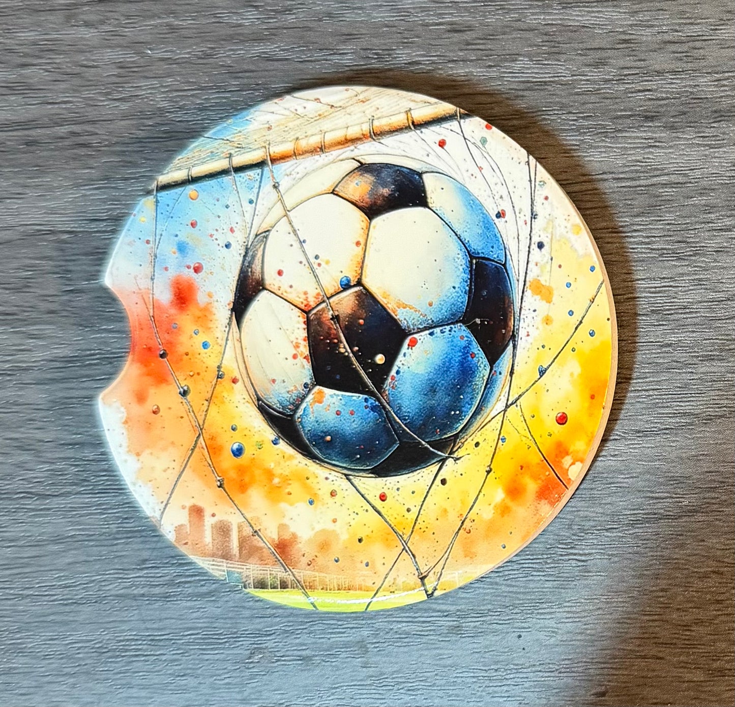 Soccer Custom Ceramic Car Coasters Absorbent (Set of 2)