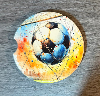 Soccer Custom Ceramic Car Coasters Absorbent (Set of 2)