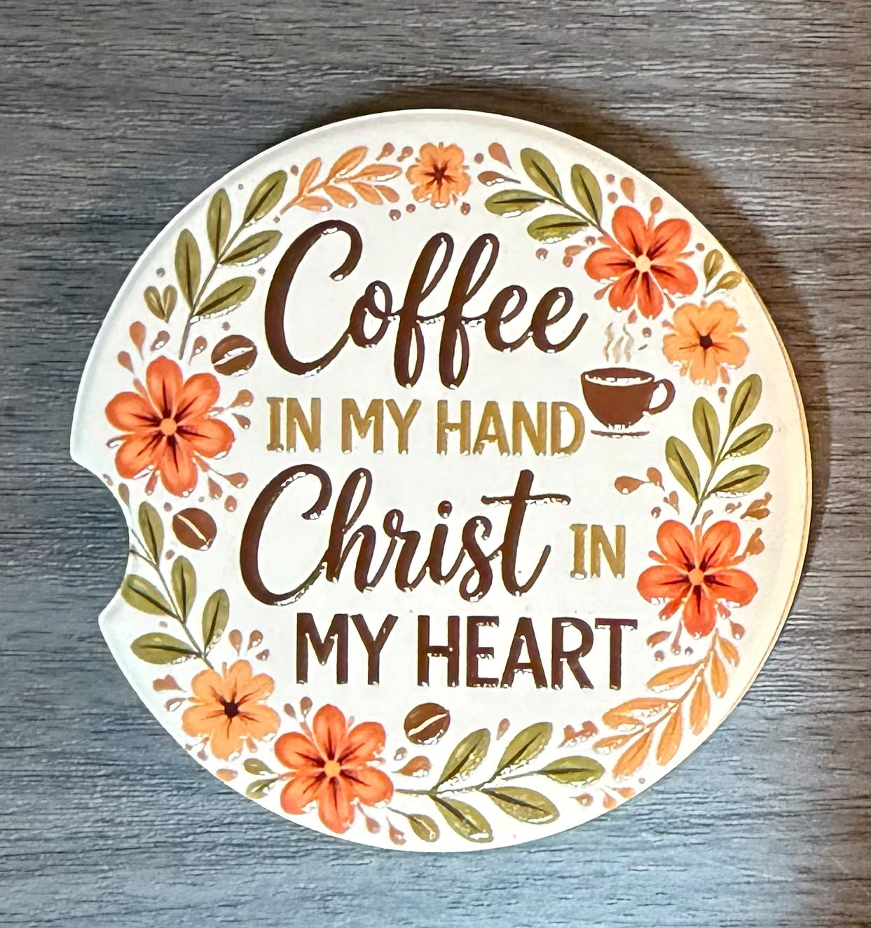 Christian Coffee & Christ, Custom Ceramic Car Coasters (Set of 2)