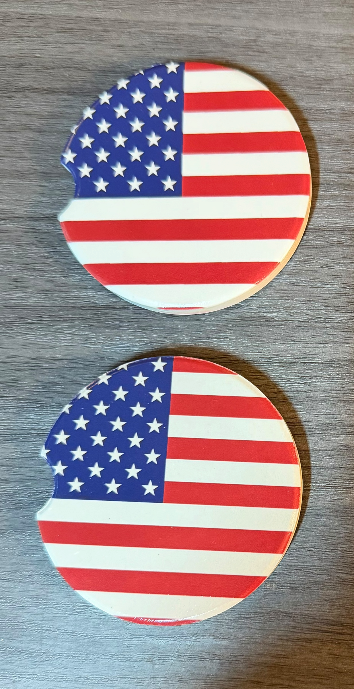 USA Flag Custom Ceramic Car Coasters (Set of 2)