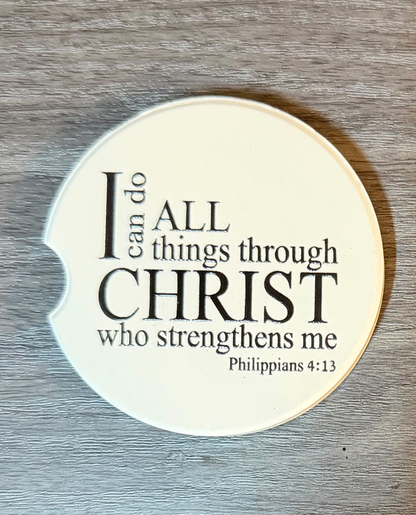 I Can Do All Things Through Christ-Custom Ceramic Car Coasters (2)
