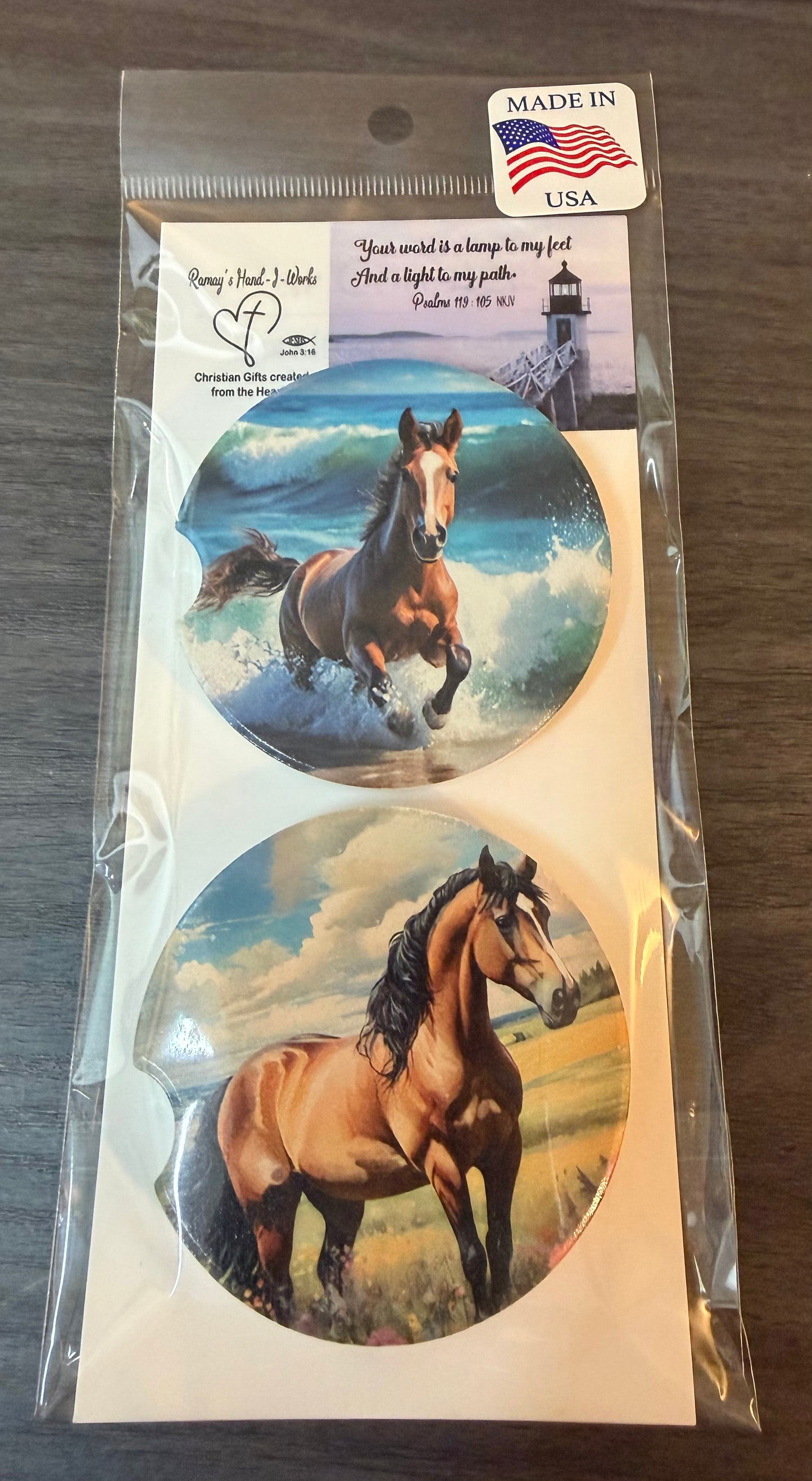 Horses Custom Ceramic Car Coasters (Set of 2)
