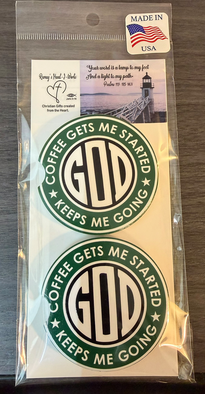 God & Coffee Custom Ceramic Car Coasters (Set of 2)