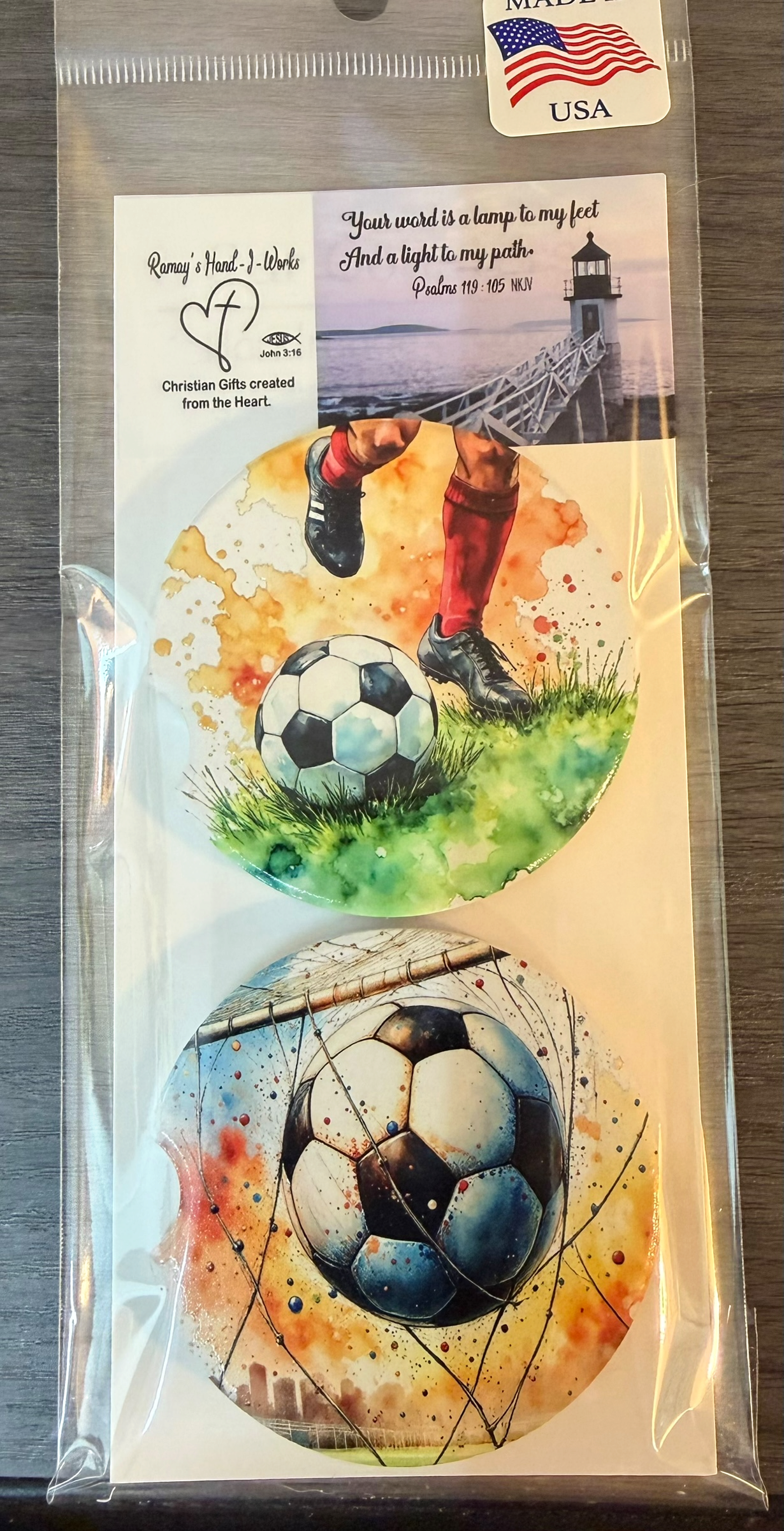 Soccer Custom Ceramic Car Coasters Absorbent (Set of 2)