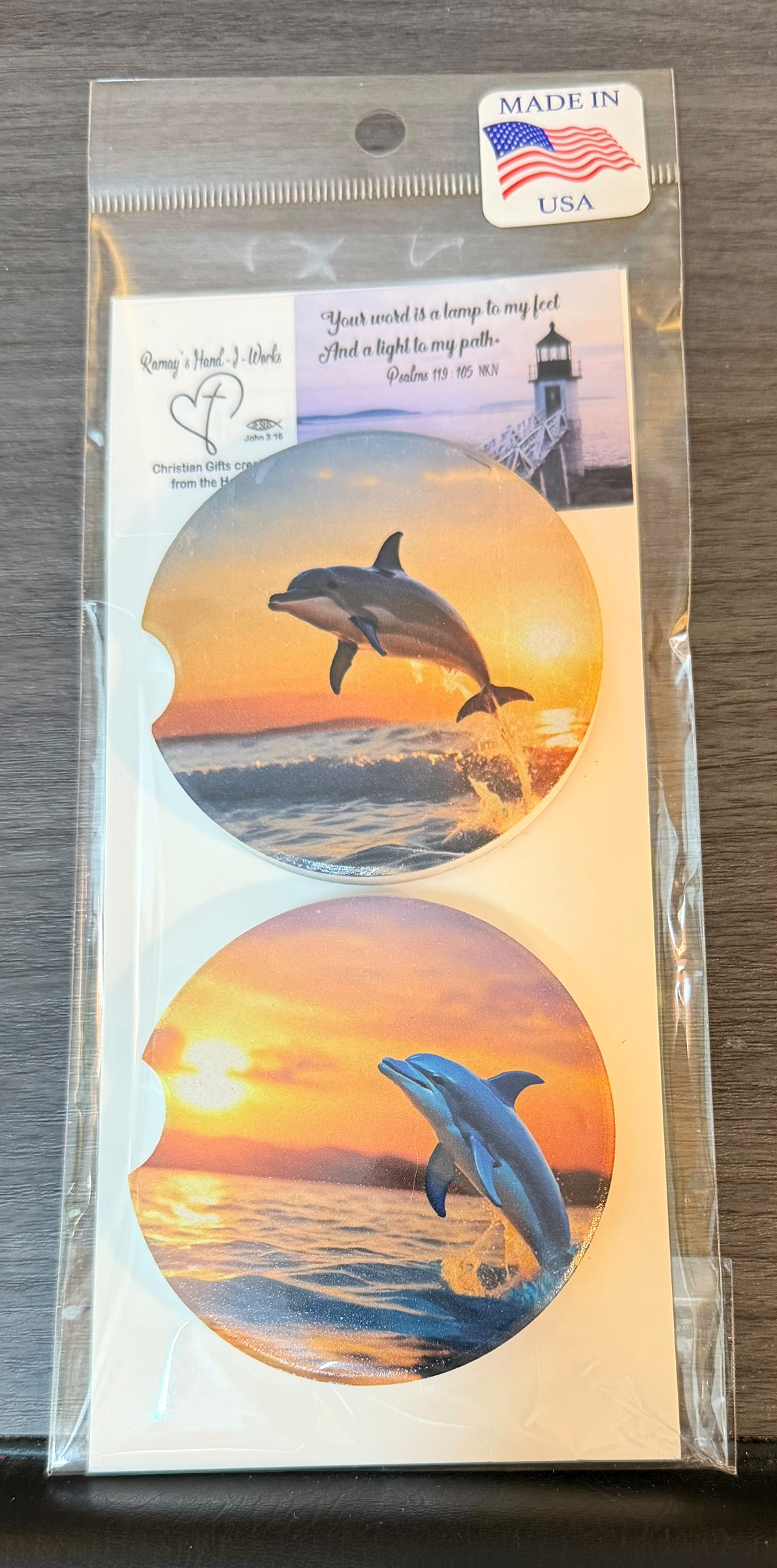 Dolphins Custom Ceramic Car Coasters (Set of 2)