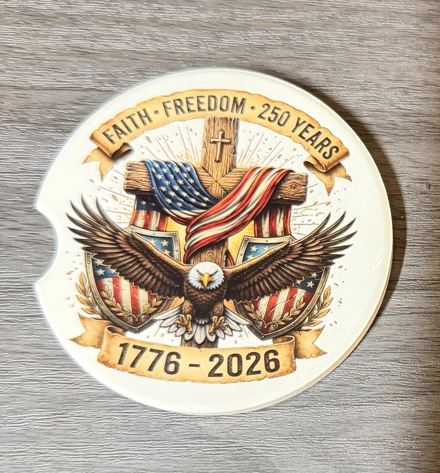 250th USA Anniversary, Custom Ceramic Car Coasters (Set of 2)