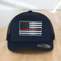 Custom Trucker Hat, Fire Fighter Red Line Hat, Engraved Patch, Support the Fire Fighter, Adjustable Snapback Closure