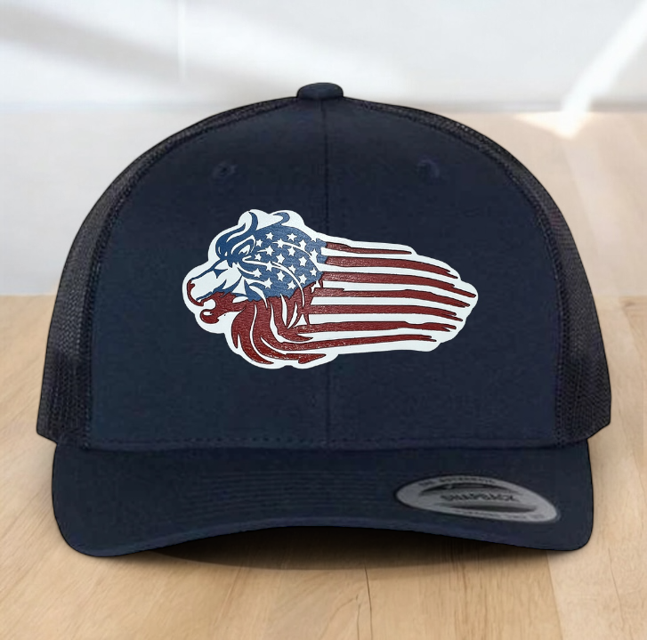 "This Is My Pride Flag" Custom Trucker Hat, w/ an Engraved Acrylic USA Flag Patch, One SizeFit Most, USA Dad Gifts, Adjustable Mesh Snapback Closure