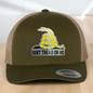 Patriotic Custom Trucker Hat, with "Don't Tread On Me", Engraved Patch, One Size Fit Most, US Military Gifts, Adjustable Mesh Snapback Closure