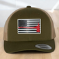 Custom Trucker Hat, Fire Fighter Red Line Axe Hat,  Engraved Acrylic Patch, Support the Fire Fighter, Adjustable Snapback Closure