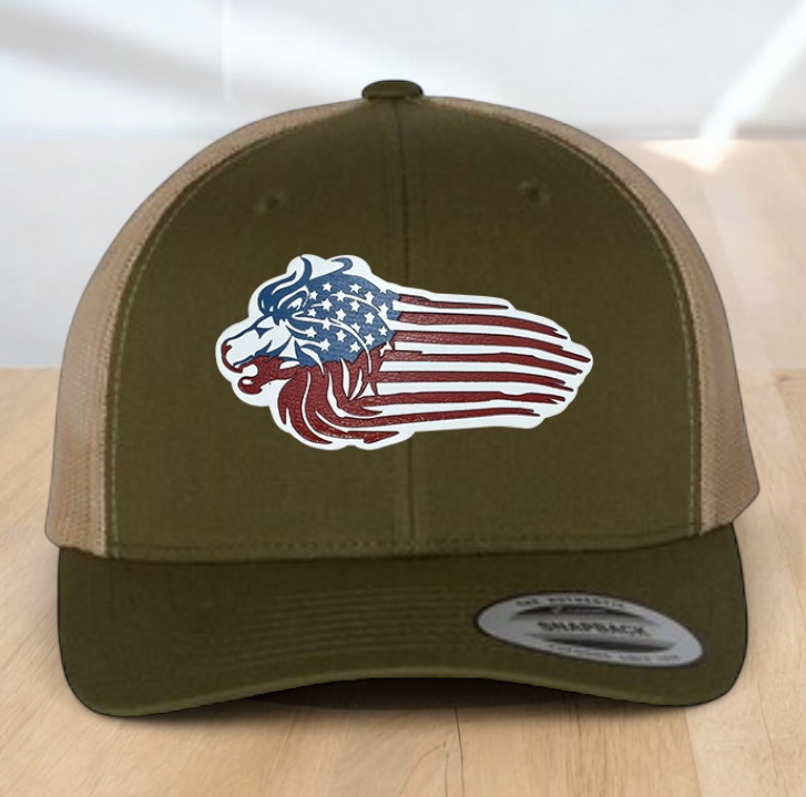 "This Is My Pride Flag" Custom Trucker Hat, w/ an Engraved Acrylic USA Flag Patch, One SizeFit Most, USA Dad Gifts, Adjustable Mesh Snapback Closure