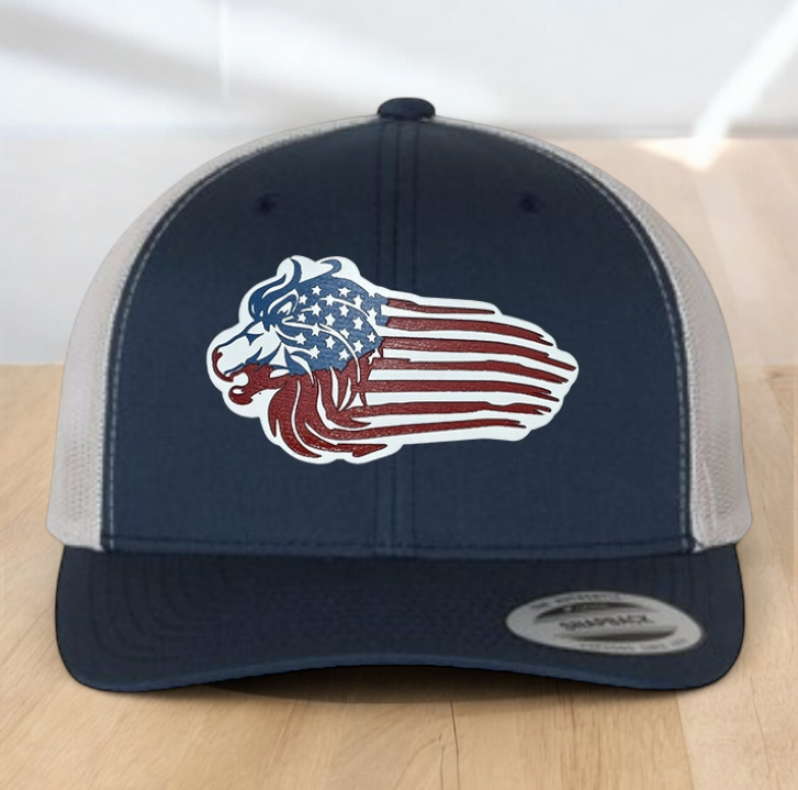 "This Is My Pride Flag" Custom Trucker Hat, w/ an Engraved Acrylic USA Flag Patch, One SizeFit Most, USA Dad Gifts, Adjustable Mesh Snapback Closure