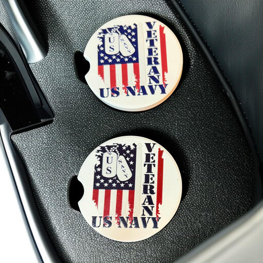 Navy Veteran Military Tags Custom Ceramic Car Coasters (Set of 2) | Absorbent Cup Holders __etsy:8146256380