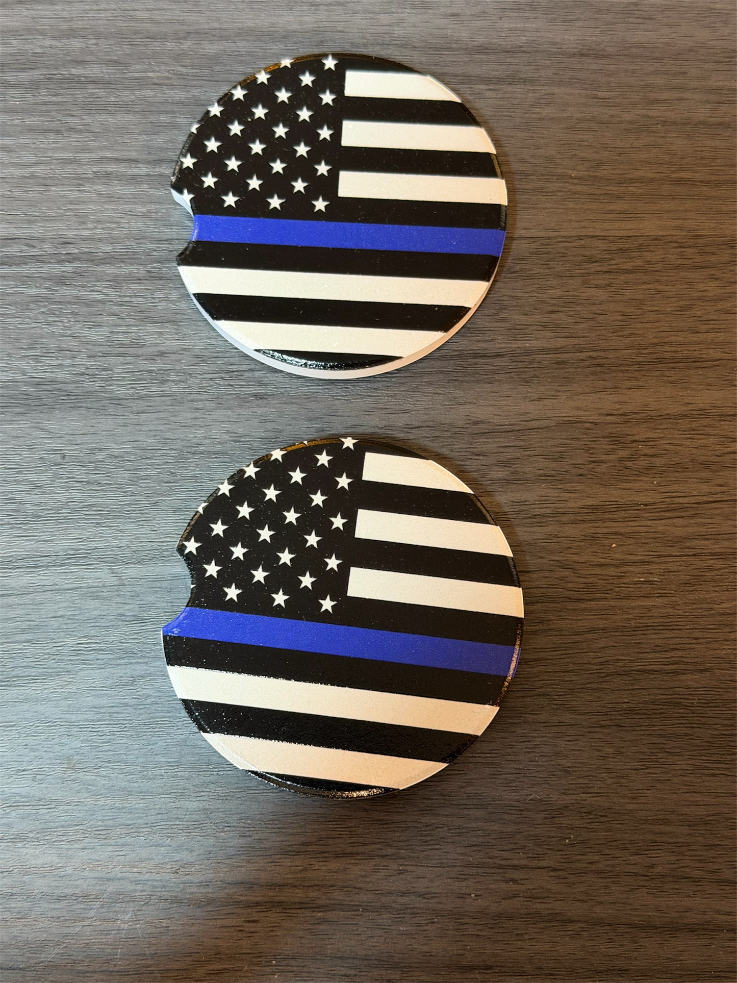 Support the Blue Custom Ceramic Car Coasters (Set of 2)