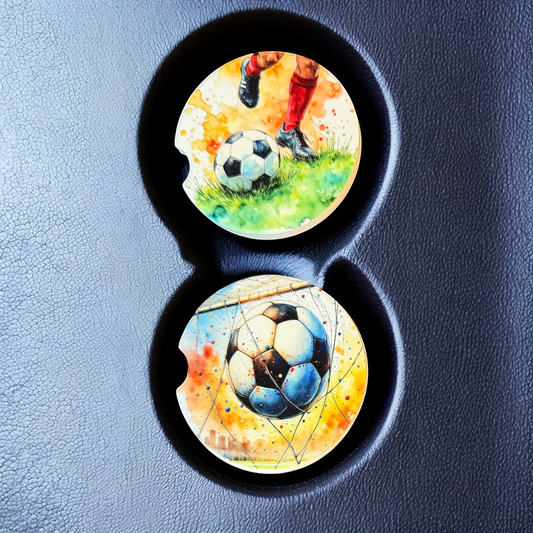 Soccer Custom Ceramic Car Coasters Absorbent (Set of 2)