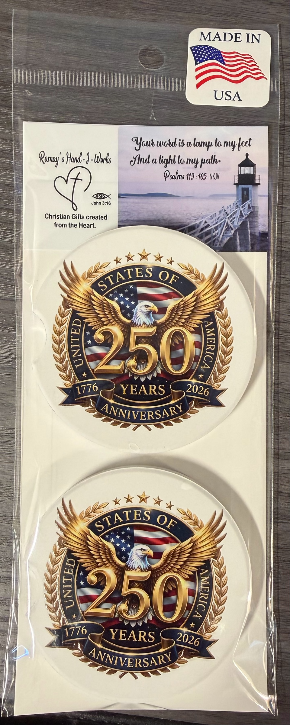 250th USA Anniversary Custom Ceramic car coasters (Set of 2)